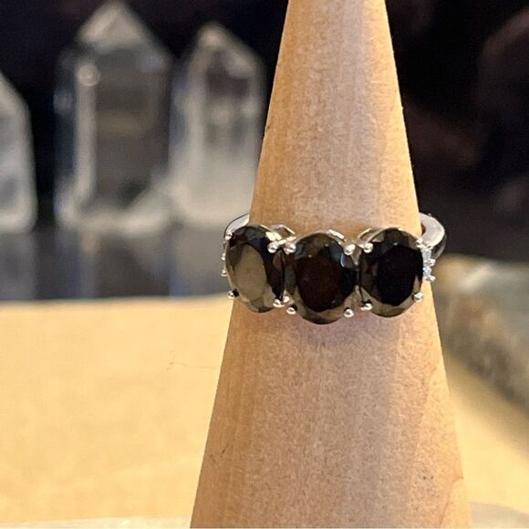 Elite Shungite & Moissanite in Platinum over Sterling Silver Sz 6. 1.90CTW - Picture 8 of 16